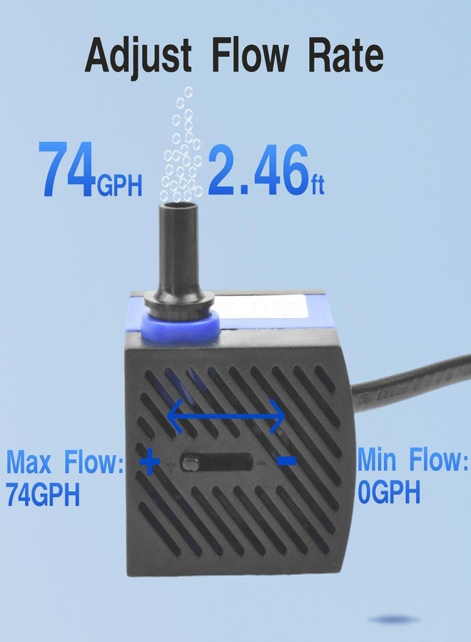 CONQUERALL 4W Circulation Pump 74GPH Adjustable Flow Hydroponics Supplies for Tabletop Water Fountain - Image 3